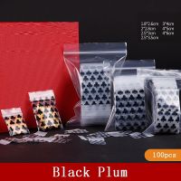 Black Plum 100pcs Small Plastic Zipper Jewelry Bag Mini Zip lock Plastic Packaging Ziplock Pill Packaging Pouches Multi-size Cleaning Tools