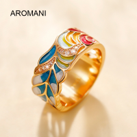 Aromani【พร้อมแล้ว!】แหวนเคลือบสีทองหรูหราดีไซน์ใหม่สำหรับผู้หญิงเครื่องประดับแฟชั่นของขวัญแฟนซีสำหรับงานปาร์ตี้