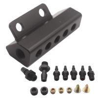 Vacuum Intake Manifold Fuel Gas 5 Port 1/8NPT Aluminum Wastegate Turbo Boost Block Intake Black