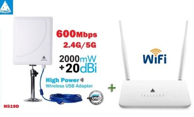 Router+USB Wifi 2.4G+5GHz ุชุดขยาย สัญญาณ WiFi ระยะไกล รับ Wifi แล้ว แชร์ Wifi ต่อผ่าน Router รองรับ การใช้งาน ผ่าน สาย LAN และ Wifi ได้พร้อมกัน 32 อุปกรณ์