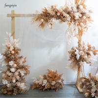 New champagne flower wedding artificial flower arrangement collar flower ball auditorium Maria grid background wall decoration