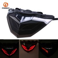 POSSBAY Motorcycle LED Tail Lights Rear Brake Taillight Turn Signal Indicator Integrated Light For Kawasaki NINJA 300 13 14