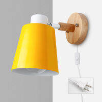 Nordic Wall Lamp With Plug Iron E27 Macaroon 6 Color Bedside Wall Lamp Led EUUS Plug wall sconces with switch