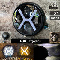 ไฟหน้า LED Projector ขนาด 6 นิ้ว ไฟหรี่ตัว X เหมาะสำหรับมอเตอร์ไซค์สไตล์ วินเทจ คลาสสิค คาเฟ่ เรโทร บอบเบอร์ HD อื่นๆ