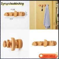 SYRUPSHADDOCKING ตะขอติดผนังแบบน่ารัก,ราวแขวนที่แขวนโค้ทไม้ผู้ถือเก็บ Handuk Kartun ติดผนังที่จัดวางร่มเสื้อแจ็กเก็ตผ้าขนหนูแบบแขวน