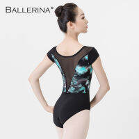 ballet dance leotard for women Practice adulto gymnastics mesh short sleeve printing leotard Ballerina 3546