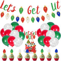 CHEEREVEAL Let S Get Lit Decorations Kit,Glitter Let S Get Lit Banner,Let S Get Lit Cake Topper และท็อปเปอร์คัพเค้กหลอดไฟสีสันสดใส,ลูกโป่งคริสต์มาสสำหรับปาร์ตี้วันหยุดคริสต์มาส,อุปกรณ์ปาร์ตี้เสื้อกันหนาวน่าเกลียด