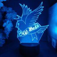 ❦ Cry Baby lil Peep Dove Shape 3D Nightlight Trendy Harajuku Anime Room Decor Cute Birthday Color Gift LED Lamp Manga Kid Present