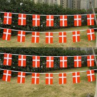 Aerlxemrbrae  20pcs/lot  Denmark  bunting flags 14x21cm  Pennant   Denmark  String Banner Buntings Festival Party Holiday Nails Screws Fasteners