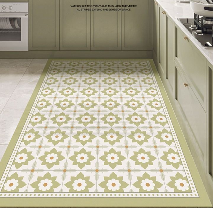 PVC Leather Kitchen Mat Eliminate Fatigue Kitchen Carpet Non-slip Floor Mat  Waterproof and Oil-proof Kitchen Rug