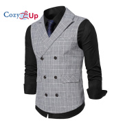 Cozy Up Men s Suit Vest New Business Casual Classic Slim Double Breasted