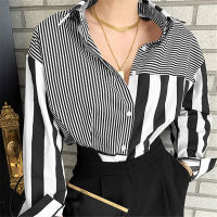 Alien Kitty 2021 Hot Sale Striped Color-Hit Outwear Clothe Loose Free Femme OL Chic Elegance All Match Lady Casual Shirts Tops