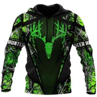 Sudadera con capucha de manga larga para hombre y mujer, chándal informal con estampado 3D de ciervo, cazador de animales, Camuflaje, tatuaje, nueva moda