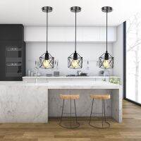 Retro Led Pendant Lights For Dining Room Kitchen Adjustable Hanging Ceiling Lighting Fixture Metal Cage Chandelier E27 Base