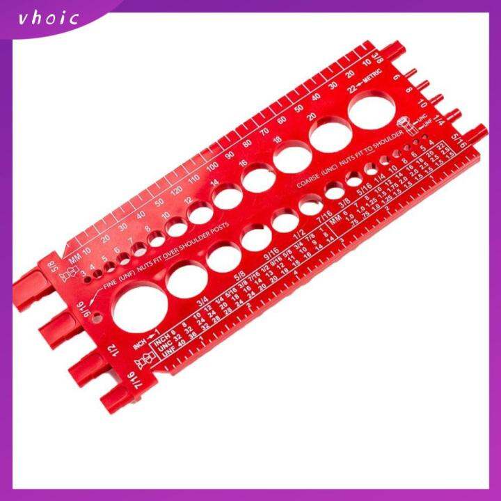 VHOIC Inch Metric Bolt Nut Thread Checker Red Bolt Gauges Nut and Bolt