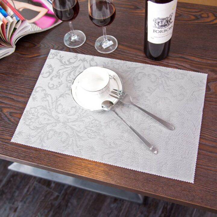 4pcs-set-placemat-fashion-pvc-square-dining-table-placemats-coasters-waterproof-table-cloth-pad-slip-resistant-pad