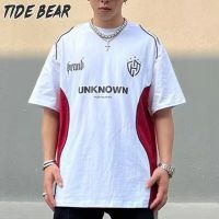 TIDE BEAR เสื้อยืดผู้ชายแฟชั่นพรีเมี่ยมพิมพ์ลายพระปรมาภิไธยย่อคุณภาพสูงกีฬา