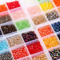 4mm Glass Bicone Beads Kits Jewelry Beads Loose Spacer beads Fit Jewelry Making DIY Bracelet Necklace Accessories 3000pcs/box