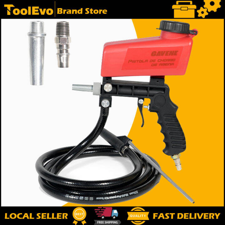 TOOLEVO Air Sandblaster Sandblasting Blast Gun+Nozzles+Connector+Tube