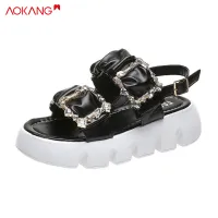 AOKANG Ladies sandals Roman fashion style platform sole casual all-match thick bottom non-slip wear-resistant one-word fairy shoes