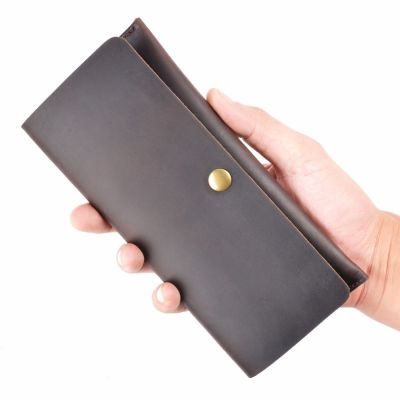 （Layor wallet）  Moterm หนังแท้ยาวกระเป๋าสตางค์ผู้ชายผู้ถือบัตรพับผู้ชายกระเป๋าสตางค์วินเทจ ID ผู้ถือบัตรกระเป๋าสำหรับของขวัญชาย