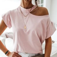 Girls Tshirt Off Shoulder Short Sleeve White Solid Black Ladies Tshirts Halter 2020 Summer Fashion Casual T Shirts Tops Women