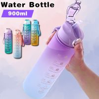 【jw】☼✾◊  900ML Bottle with Leak-proof Cup Motivational bottle for Outdoor Sport BPA