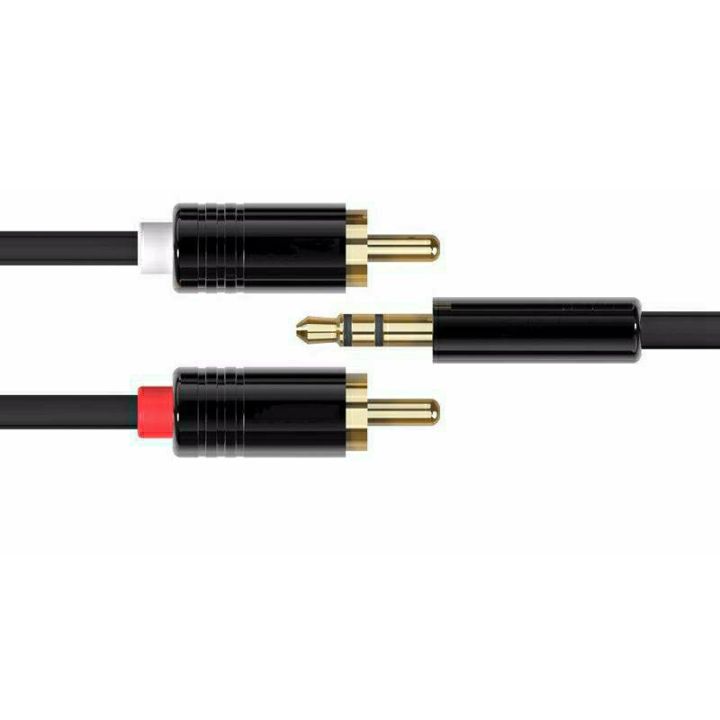 สายแจ็ค-3-5-มม-to-2-rca-audio-aux-splitter-3-5-มม-stereo-male-to-male-rca-อะแดปเตอร์-2-speaker-cable-1-เมตร