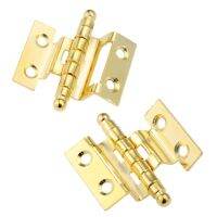 2pcs/set Hinges Double Folded Crown Hinge 40mm 8 Holes Gold Round Bead Head w/screws Cabinet Door Decor Vintage Wood Jewelry Box Door Hardware Locks