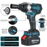 2000N.M Cordless Electric Impact Wrench 12 inch Socket Power Tools Car Repair 588Vf Li Battery +LED Adapt to Makita Battery