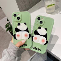 3D ลายการ์ตูนแพนด้าสีเขียวน่ารักสำหรับ IPhone 14 13 12 11 Pro Max สำหรับ IPhone 7 8 Plus XR XS MAX เคสโทรศัพท์แฟชั่นที่สร้างสรรค์