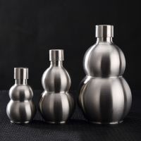 Gourd Shaped Stainless Steel Alcohol Vodka Hip Flasks Large Capacity 250/500ml Wine Pot Liquor Bottle with Portable Leather Belt