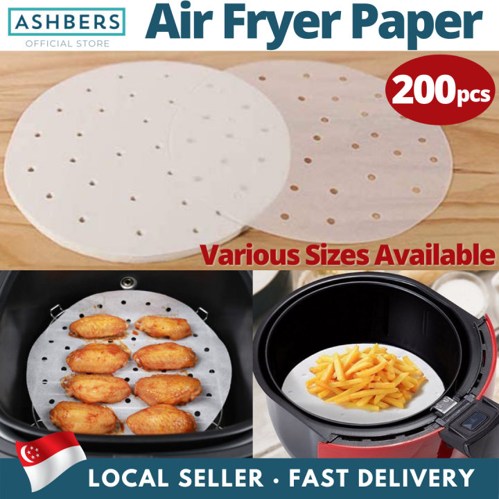 200 Pack 9 Inch Air Fryer Liners Square Baking Perforated