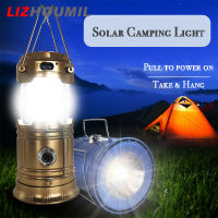 LIZHOUMIL Led Usb แบบมัลติฟังก์ชั่นไฟสำหรับการตั้งแคมป์พลังงานแสงอาทิตย์แบบชาร์จไฟได้พร้อมที่จับไฟฉายตั้งแคมป์กลางแจ้ง