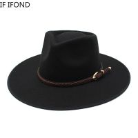 2021 Fashion Women Winter Wool Fedora Hat Men Simple Wide Brim Vintage Felt Jazz Hats New Top Trilby Cap