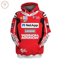 Fanmade Ducati MotoGP Lenovo racing polyester 3D printing lightweight Hoodie