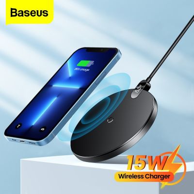 Baseus แผ่นชาร์จอย่างเร็วไร้สายแสดงผล LED ดิจิทัลแบบไร้สาย15W สำหรับ Huawei รุ่น13 12 11 Pro Max Samsung Mi