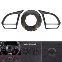 【YF】 Car Metal Carbon Fiber Steering Wheel Cover Trim Decoration Frame for MG ZS EV HS MG6 MG5 EZS 2018-2021 Accessories