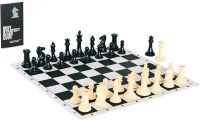 Chess Geeks Best Chess Set Ever XL - Extra Heavy Weighted Chess Pieces. Double Sided Black &amp; Green Silicone Board.