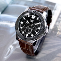 Win Watch shop นาฬิกา Casio รุ่น MTP-VD300L-1E นาฬิกาผู้ชาย สายหนังสีน้ำตาล หน้าปัดดำ สุดเท่ห์ - มั่นใจ สินค้าของแท้ 100% รับประกันสินค้า 1 ปีเต็ม