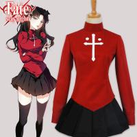 อะนิเมะ Fate stay night tohsaka Rin ผู้หญิงแต่งกายคอสเพลย์เสื้อแดงกับกระโปรงสีดำ