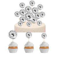 Disco Ball Cupcake Toppers Silver Ball Mirror Ball Cake Decors 70s 70s 80 Retro Disco Theme Party Supplies Neon Night Supplies