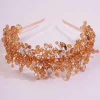 【hot】◊  Wedding Bride Luxury Pink Gold Rhinestones Tiaras and Crowns Bridal Headband Costume Hair Accessories for