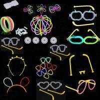 【CW】 30pcs Glow Luminous Sticks Glasses Fluorescent Bracelets Necklace Bunny Headband Connector Bar Party Birthday Wedding Decoration