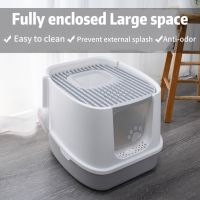 TEXPet Litter Box Fully Enclosed Spillproof Deodorant Cat Toilet Two-Way Shovel Large Capacity Cat Toilet Litter Box Closed Sandbox