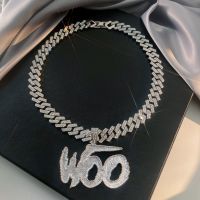 Woo Baby Iced Out Pendant for Men Hip Hop Cuban Chain for Women Fashion and Contracted Link Chain Necklace Choker Fine Jewelry Fashion Chain Necklaces