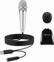 PoP voice USB C Mini Karaoke Microphone for Android Phone, Laptop, Tablets Small ASMR Microphone for Voice Video Recording Singing, Vlogging, Podcasting YouTube (1 PCS Silver)