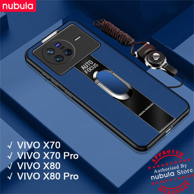 NUBULA เคสสำหรับ Vivo X80 | X80 Pro | Vivo X70 | X70 Pro เคสหนัง PU นิ่มป้องกันการกระแทกฝาหลัง Hp Vivo X70 X80 Pro เคสมือถือพร้อมตัวยึดแม่เหล็กขาตั้งสายคล้องมือ X70 X80 Pro