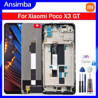 Ansimba หน้าจอ LCD 6.6นิ้วของแท้สำหรับ Xiaomi Poco X3 GT 21061110AG หน้าจอ LCD ประกอบดิจิไทเซอร์จอแสดงผล LCD แบบสัมผัสหน้าจอพร้อมกรอบกลางสำหรับ Xiaomi หน้าจอ Poco X3 GT