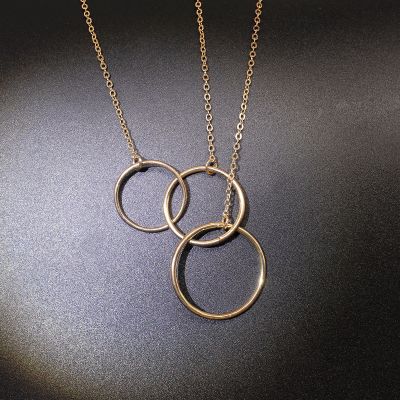 [COD] European and cross-border new product ring necklace female exaggerated alloy circle shape pendant